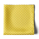 YELLOW WITH WHITE POLKA DOTS SILK POCKET SQUARE